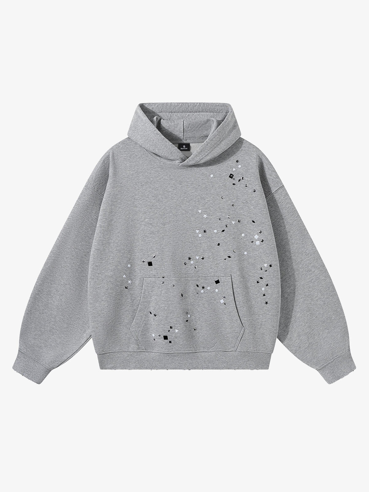 Metal Stud Detail Boxy Fit Hoodie