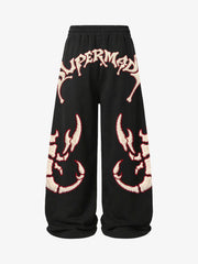 Skeleton Terry Embroidered Zip Hoodie & Wide-Leg Sweatpants Set