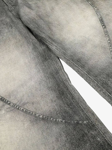 Vintage Heavy Distressed Washed Barrel Jeans 