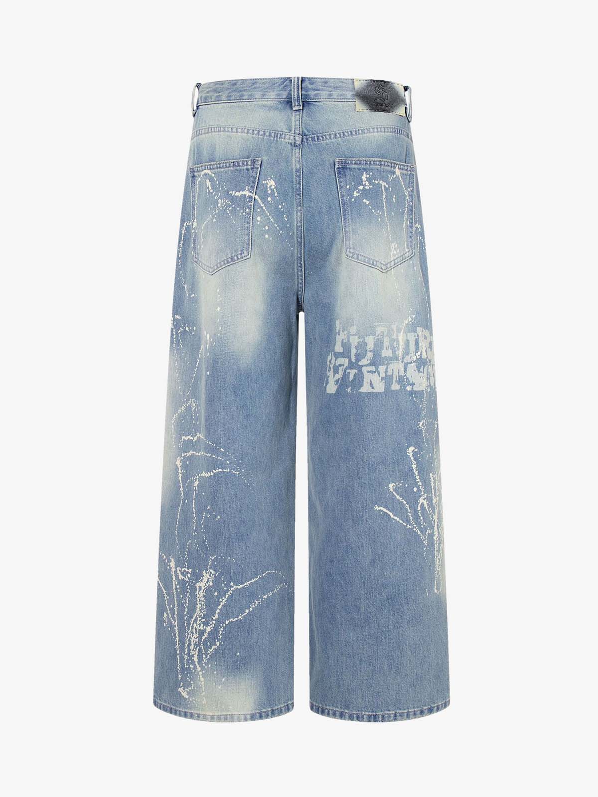 Tie-Dye Distressed Wide Leg Jeans 
