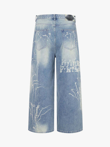Tie-Dye Distressed Wide Leg Jeans 