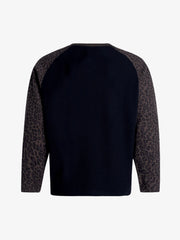 Leopard Letter Graphic Raglan Waffle Long Sleeve Tee