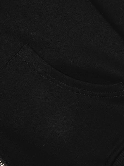 Star Rhinestone Cat Ear Zip-Up Hoodie