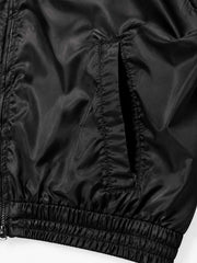 Embroidered Cropped Windbreaker Jacket & Relaxed Pants Set