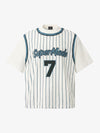 Cotton Pinstripe Baseball Jersey T-Shirt with SuperMade Logo and Number 7 Design 