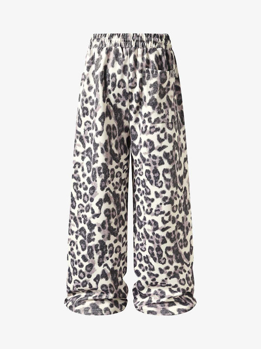Leopard Print Pleated Drawstring Pants