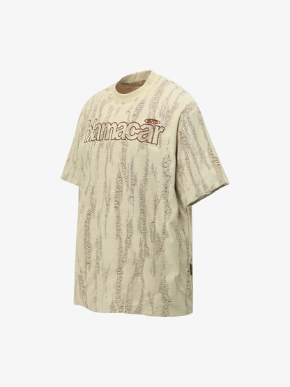 Distressed Letter Embroidered Short-sleeved T-shirt 