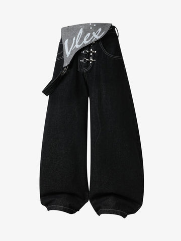 Detachable One-Shoulder Denim Overalls 