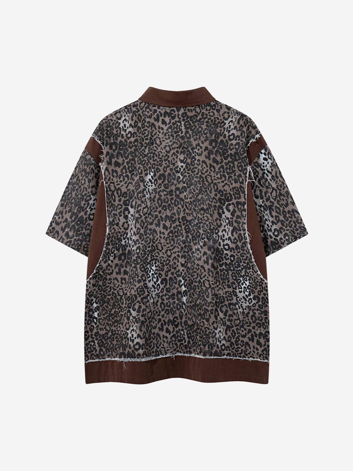 Vintage Leopard Patchwork Distressed Polo Shirt