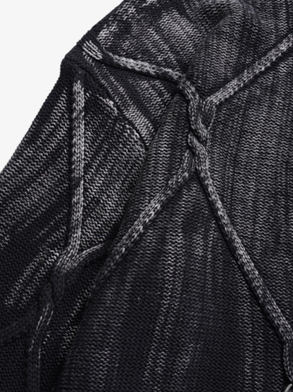 Paint Spray Hole Cable Crewneck Sweater 