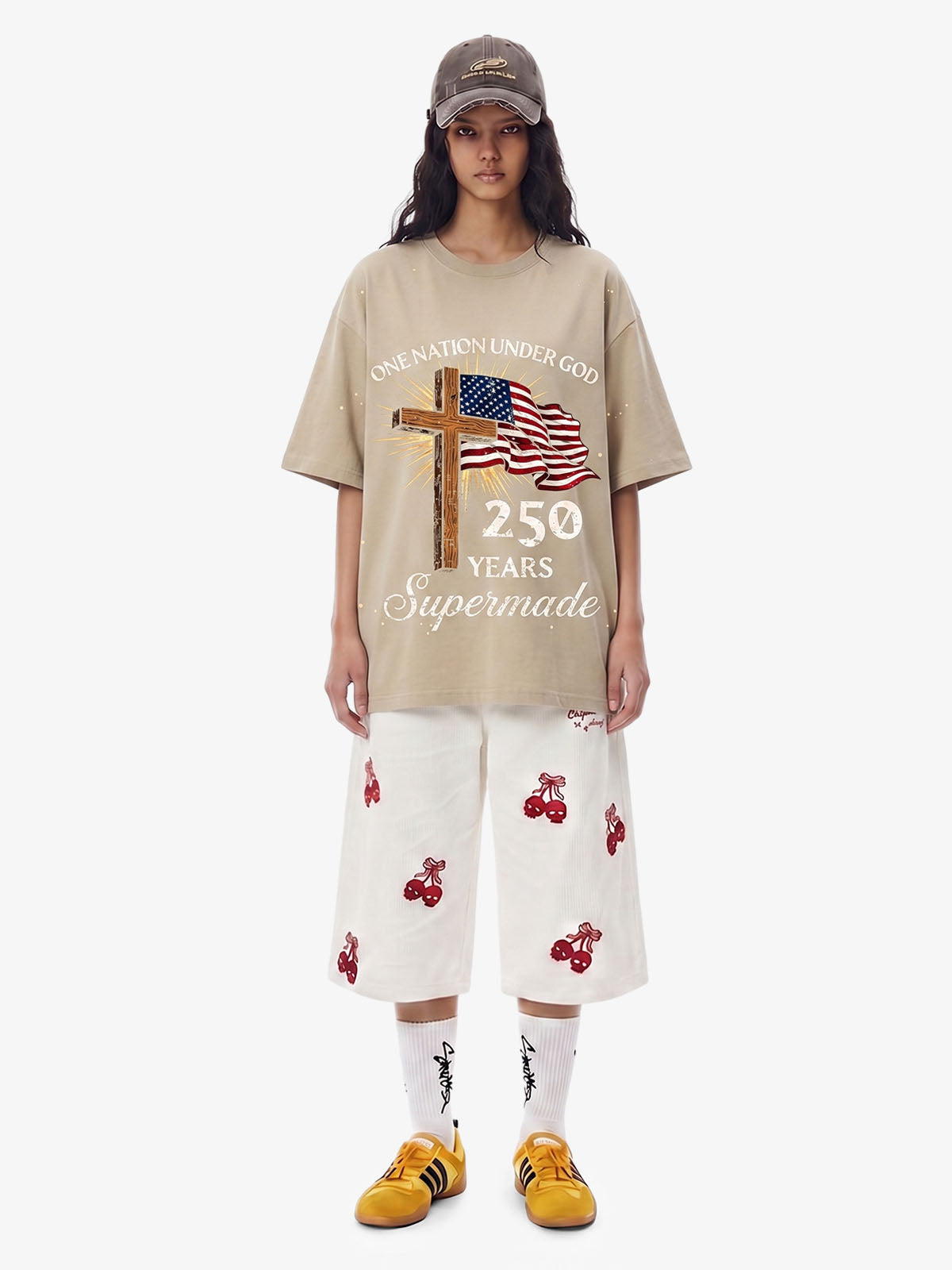 Cross Flag Graphic Washed T-Shirt 