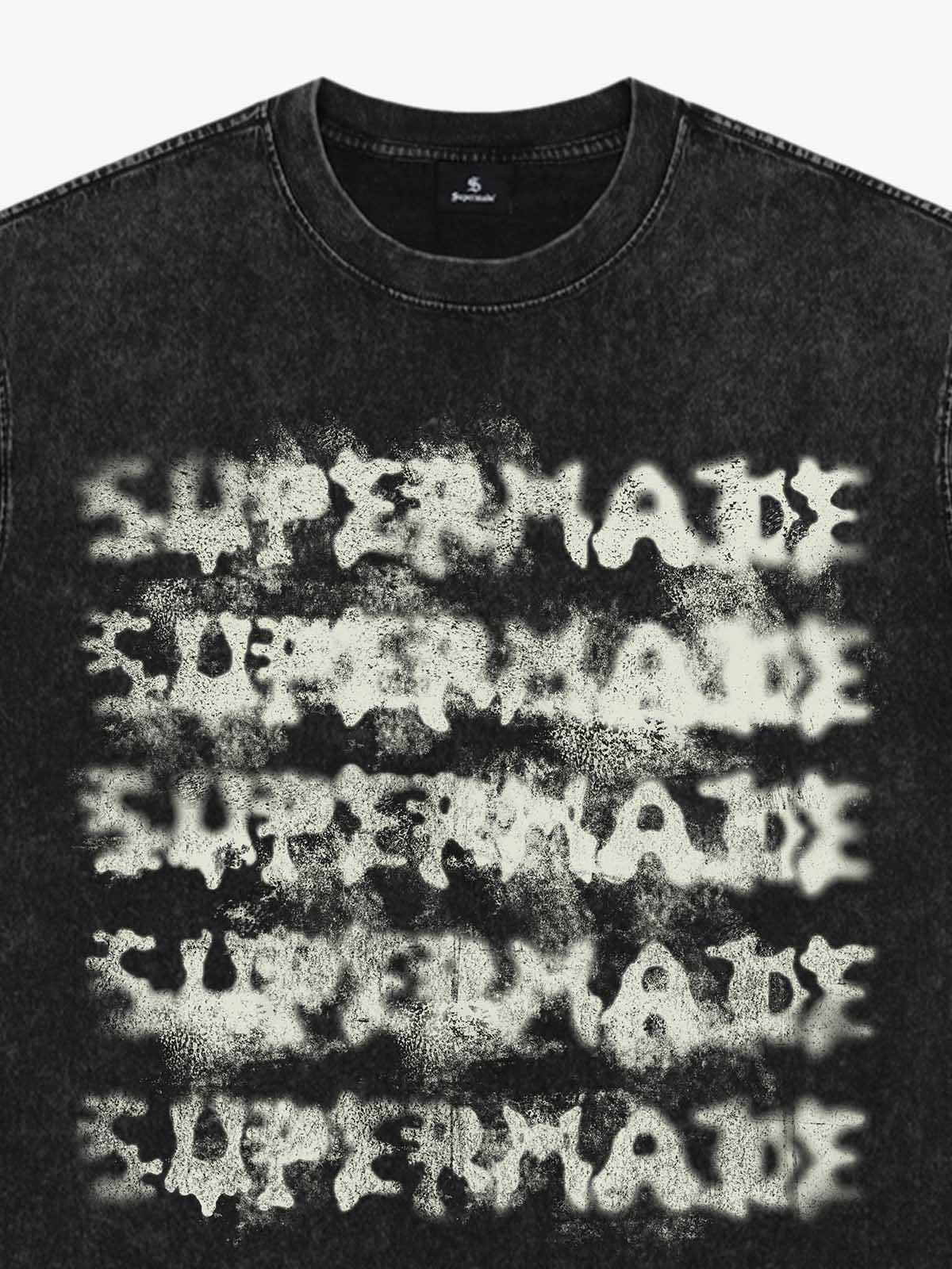Washed Spray Effect Letter Print T-Shirt 