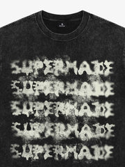 Washed Spray Effect Letter Print T-Shirt 