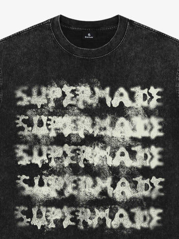 Washed Spray Effect Letter Print T-Shirt 