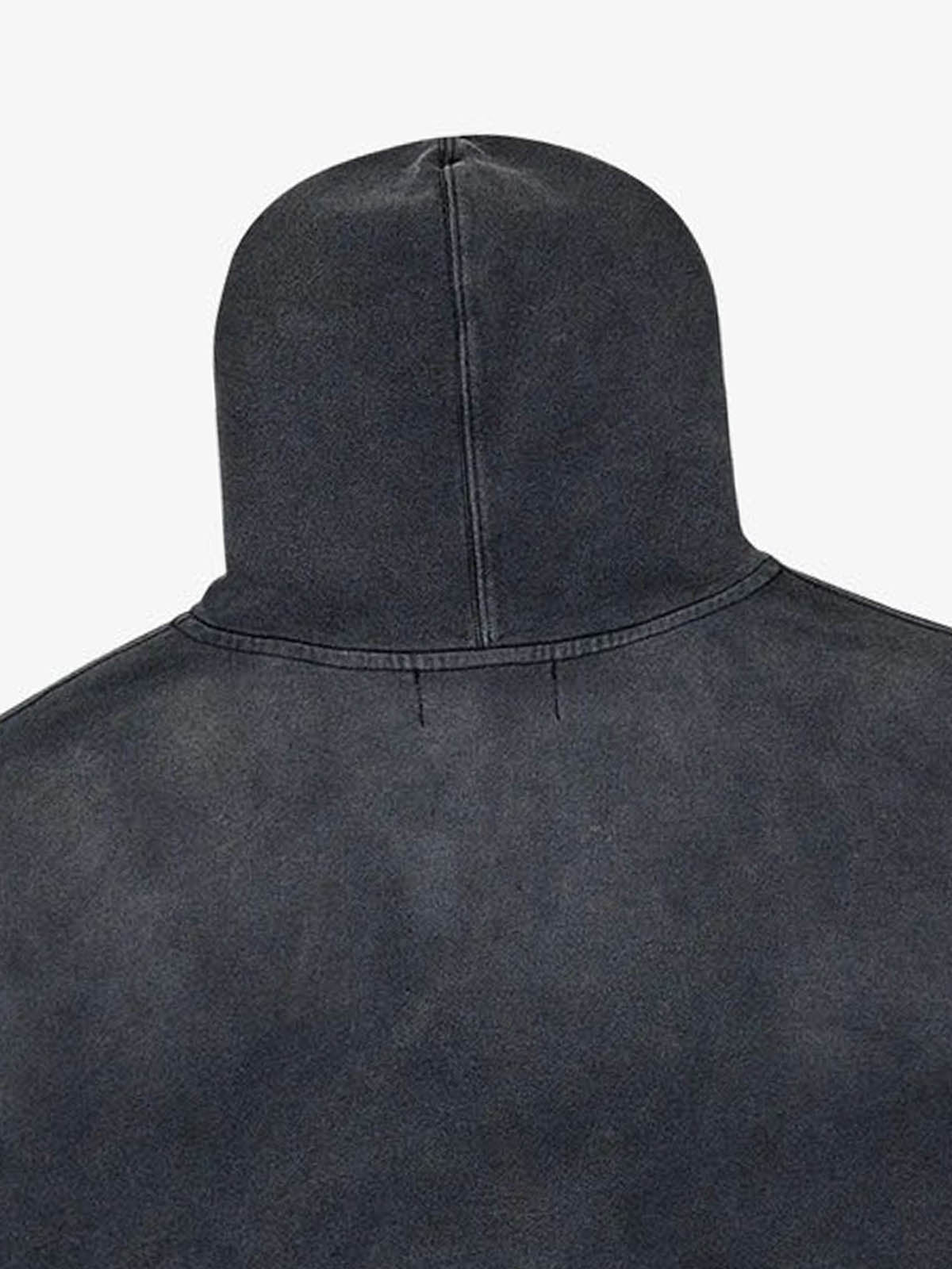 Cracked-Lip Graphic Distressed Zip Hoodie