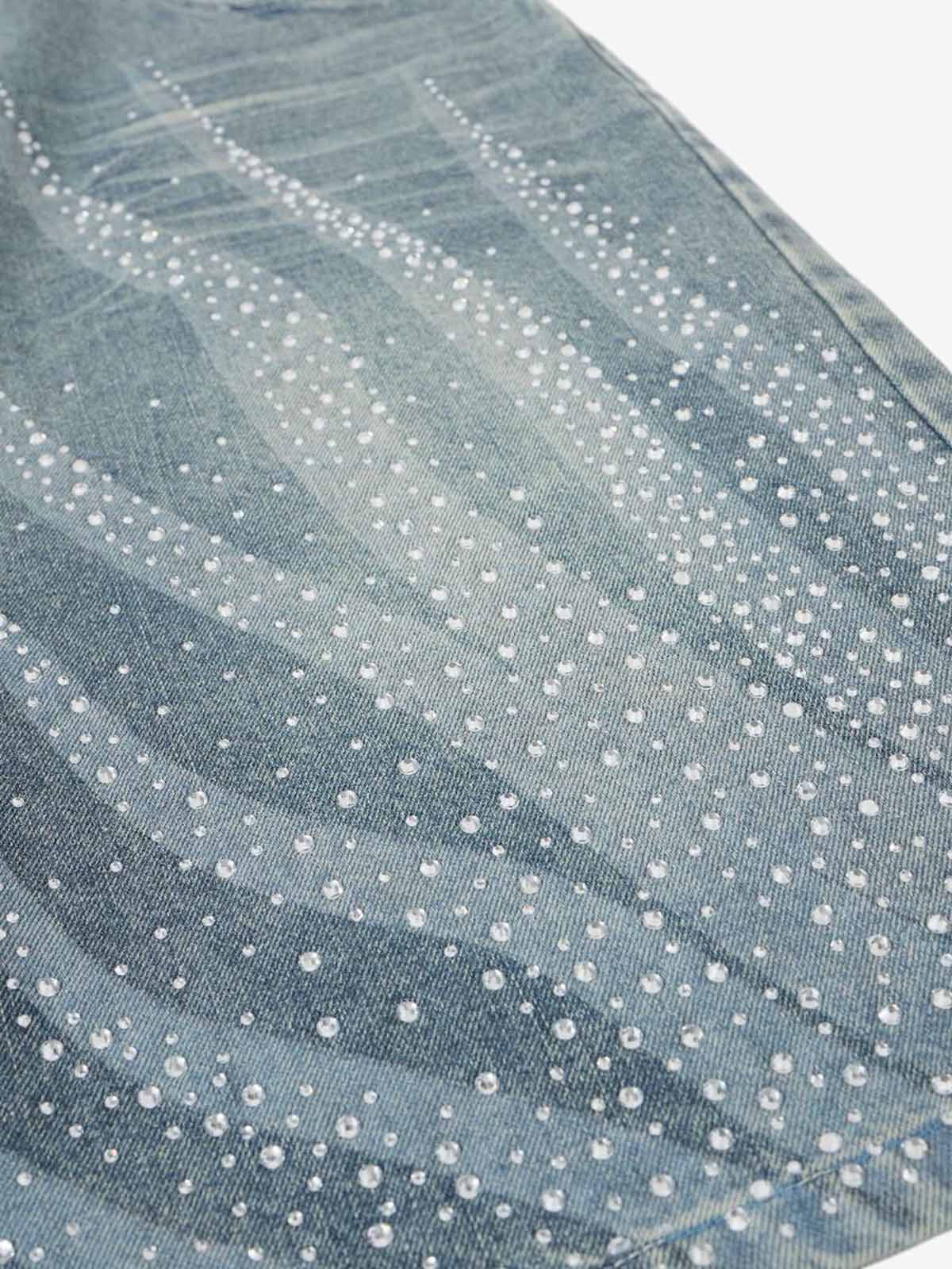 Rhinestone Wave Denim Bermuda Shorts