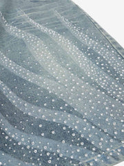 Rhinestone Wave Denim Bermuda Shorts