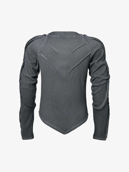 Corduroy Long Sleeve Tactical Shirt with Embroidered Logo and Padded Shoulders 