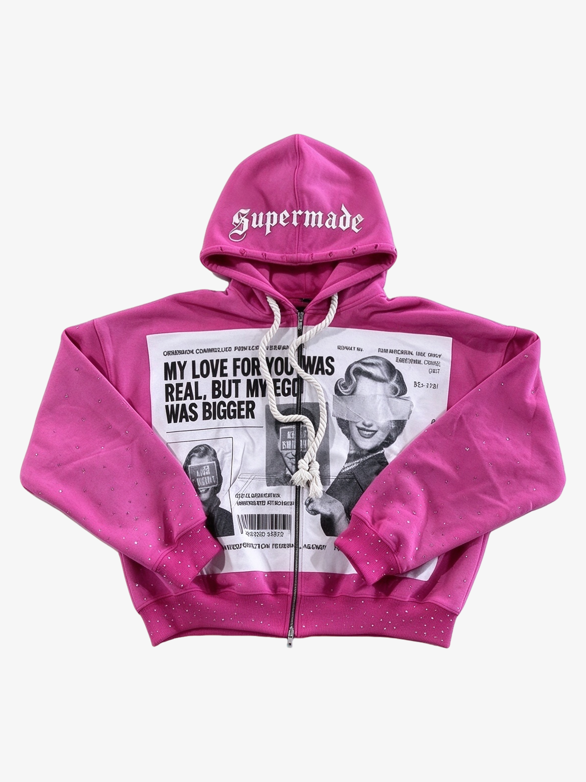 Photo Collage Graphic Zip Hoodie & Wide-Leg Sweatpants Set