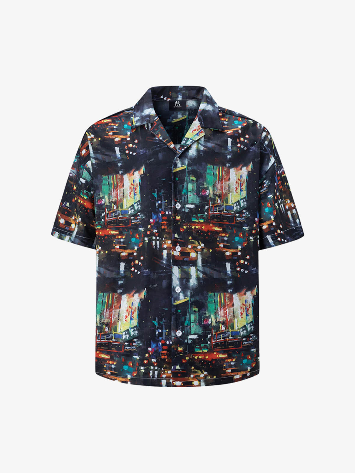 Thesupermade Night Scene Oil Painting Full-print Short-sleeved Shirt 