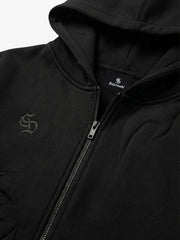 Cotton-Blend Quilted Padded Embroidered Hoodie & Wide-Leg Sweatpants Set
