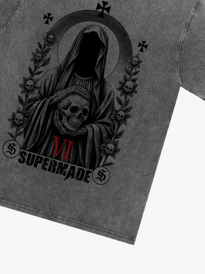 Thesupermade Dark Gothic Headless Skull Death T-shirt 