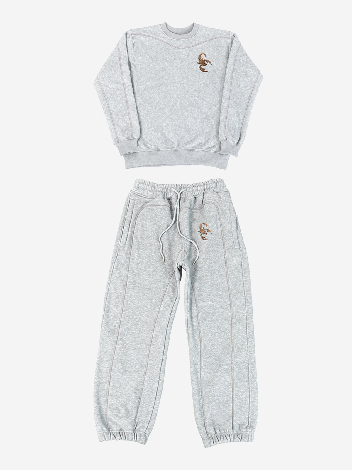 Embroidered Cropped Crewneck Sweatshirt & Relaxed Jogger Set