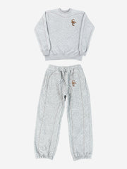 Embroidered Cropped Crewneck Sweatshirt & Relaxed Jogger Set