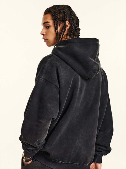 Vintage Dirty Wash Cross Graphic Hoodie 