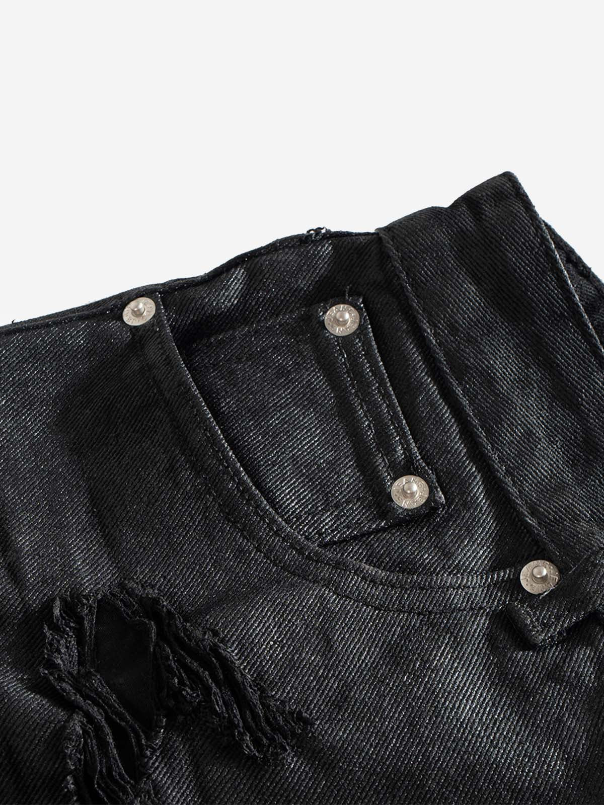Tactical Knee-Panel Distressed Waxed Leggings