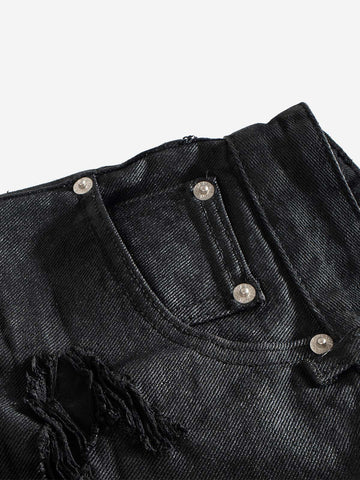 Tactical Knee-Panel Distressed Waxed Leggings