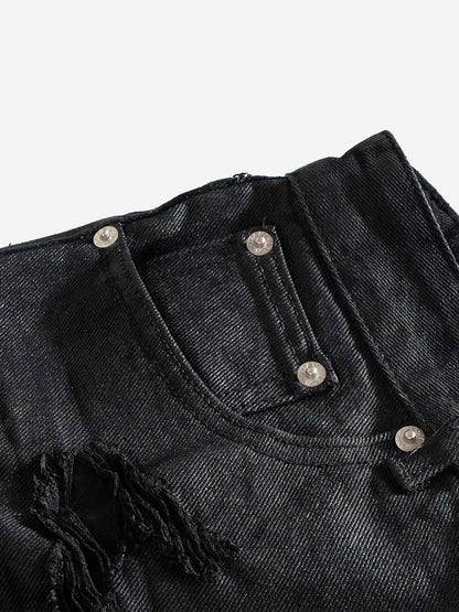 Tactical Knee-Panel Distressed Waxed Leggings