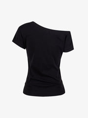 Off-Shoulder Star Stud Short Sleeve Tee
