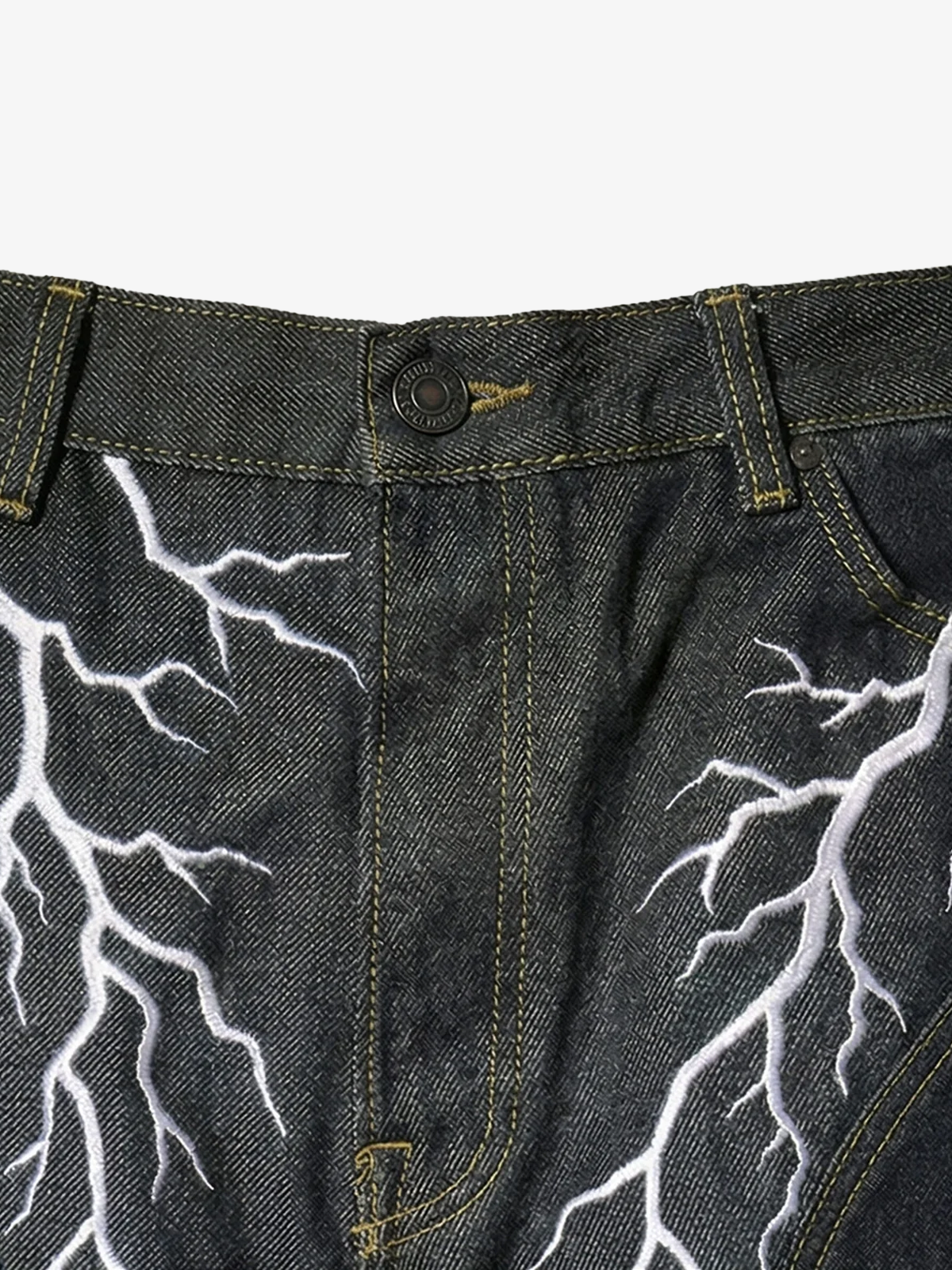 Lightning Graphic Layered Long Sleeve Tee & Curved-Leg Jeans Set