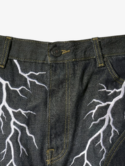 Lightning Graphic Layered Long Sleeve Tee & Curved-Leg Jeans Set