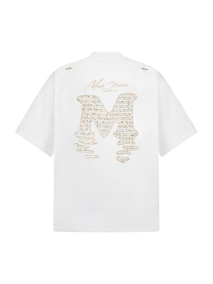 Vintage Patchwork Embroidered Letter T-shirt 