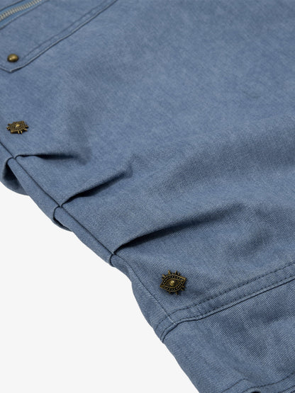 Pleated Panel Curved Leg Cargo Cotton Pants - 2631 