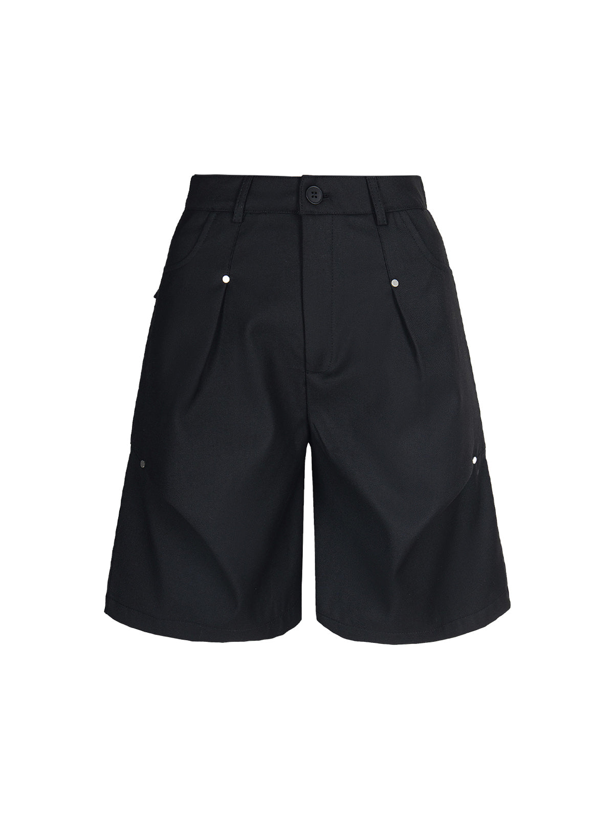 Street Retro Pleated Rivet Shorts