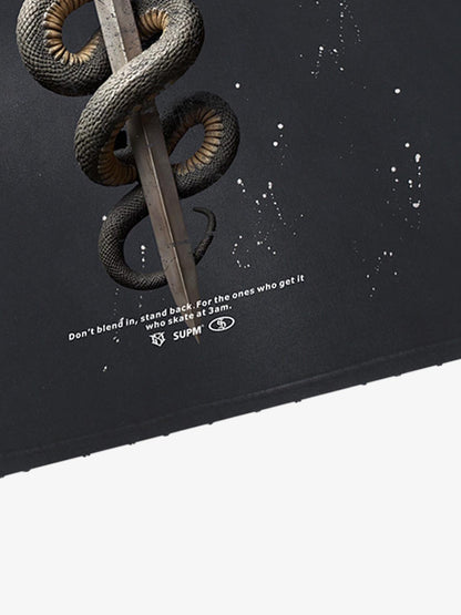 Snake and Sword Graphic T-Shirt with Bold Statement Design 