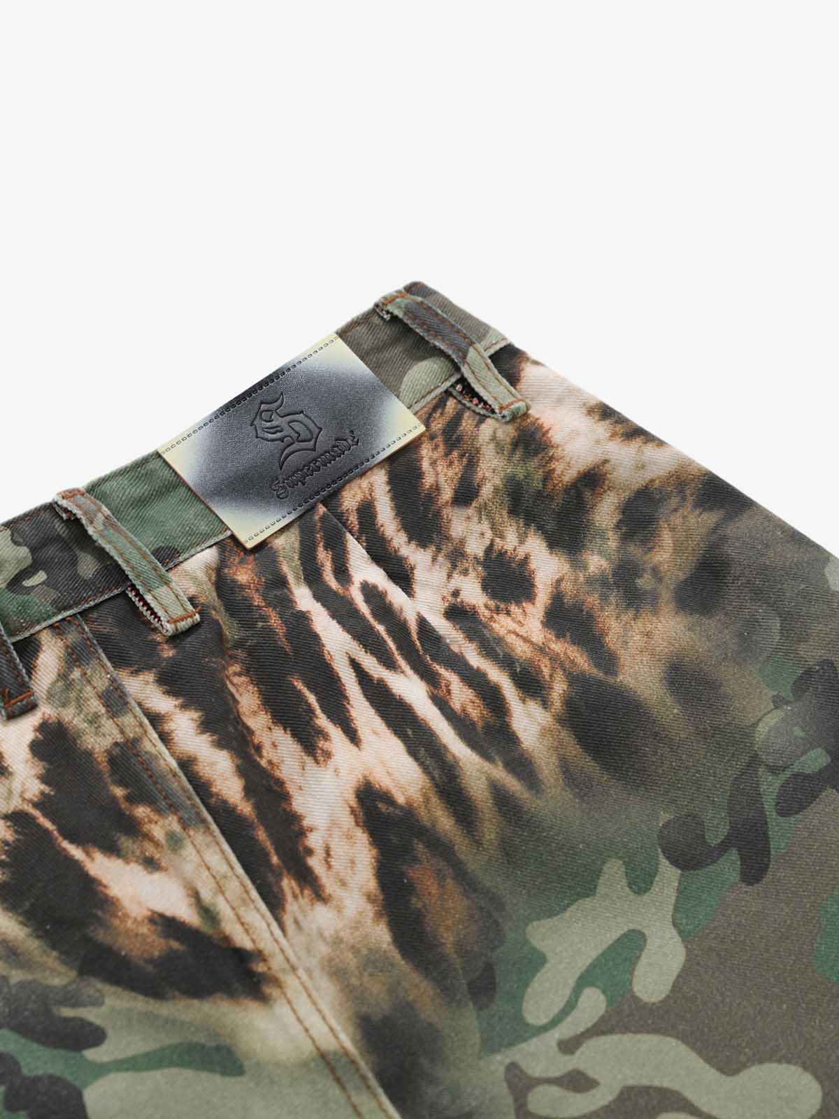 Camo Leopard Patchwork Cargo Pants 