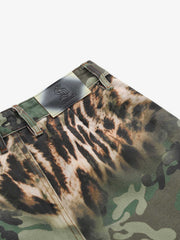 Camo Leopard Patchwork Cargo Pants 