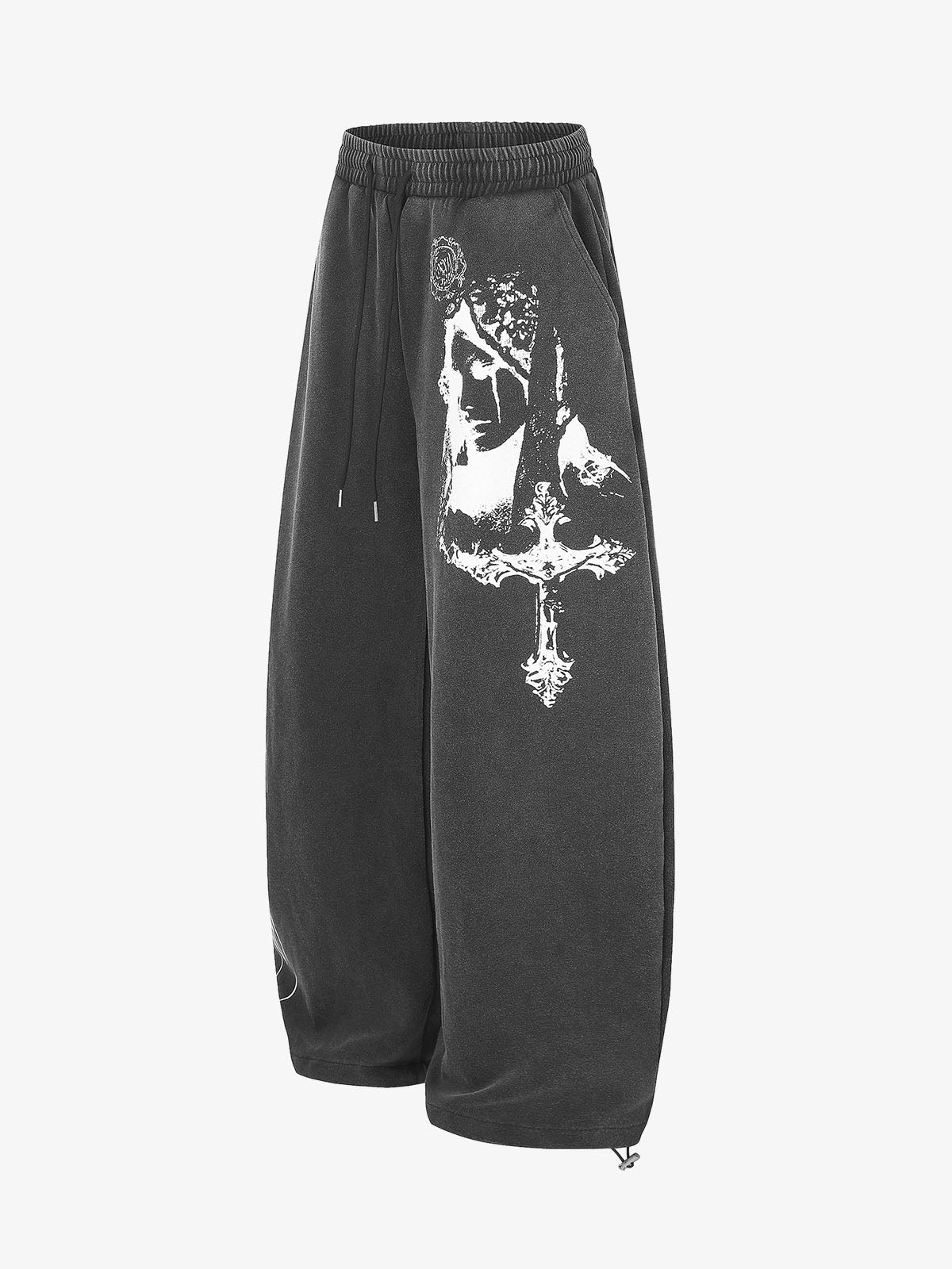 Graphic Washed Curved-Leg Sweatpants