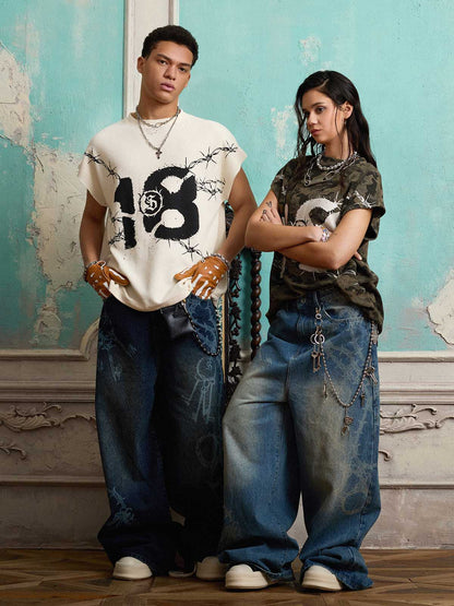 Supermade Camouflage Thorn Print Sleeveless T-Shirt 