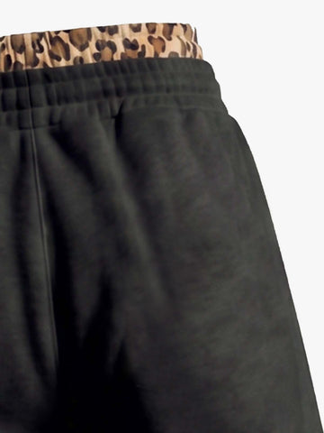 Leoparden-Patchwork-Hoodie & Hosen-Set