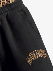 Leoparden-Patchwork-Hoodie & Hosen-Set