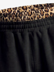 Leoparden-Patchwork-Hoodie & Hosen-Set