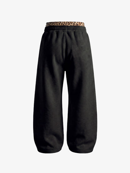 Leoparden-Patchwork-Hoodie & Hosen-Set