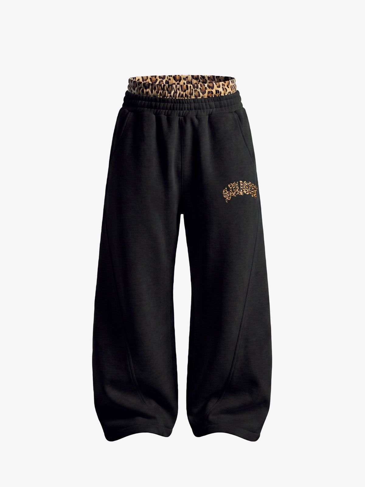 Leoparden-Patchwork-Hoodie & Hosen-Set