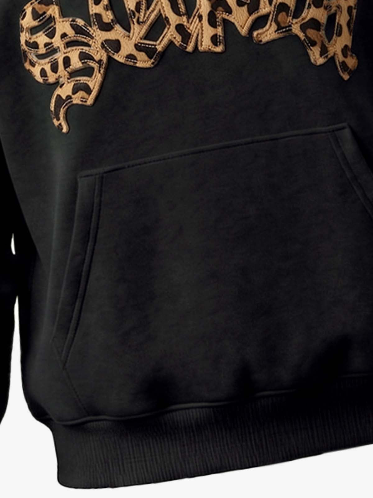 Leoparden-Patchwork-Hoodie & Hosen-Set