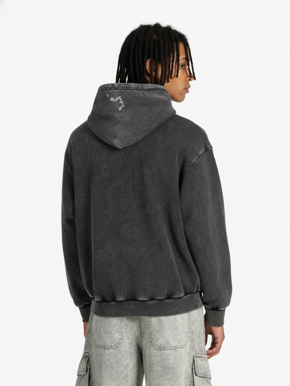 Retro Distressed Fun Text Print Zip-Up Hoodie 